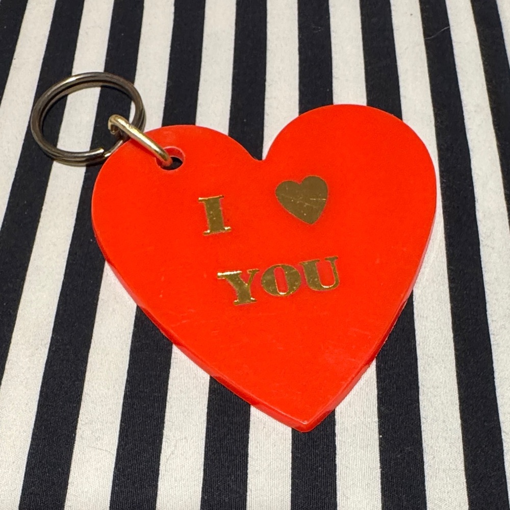 Red Heart Keychain with Gold Lettering